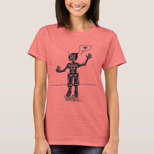 Roboter und Kitten sind Freunde T-Shirt (Vorderseite)