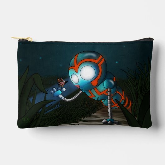 Roboter und Schmetterling Zubehörtasche (Vorderseite)