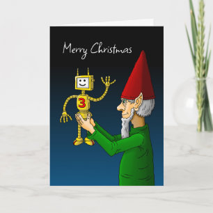 Roboter und Weihnachtself Feiertagskarte