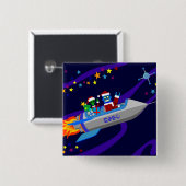 Roboter-Weihnachten Rocket Button (Vorne & Hinten)