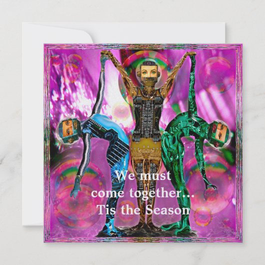 Roboter Weihnachts-Party laden Einladung (Vorderseite)