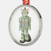Roboter-Weihnachtsbaumschmuck Silbernes Ornament (Links)