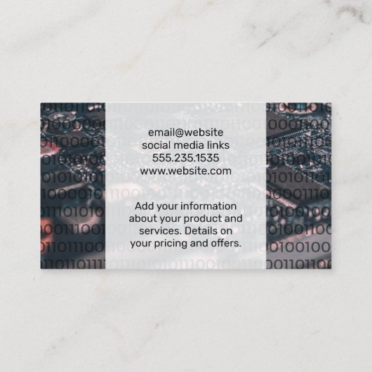 Roboterarm | Binärkode | CPU-Schalttafel Visitenkarte (Rückseite)