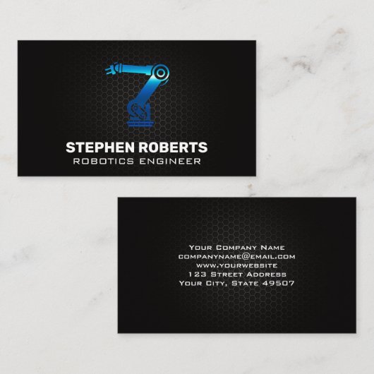 Roboterarm | Kohlenstofffasermuster Visitenkarte (Vorne/Hinten)