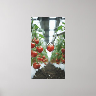 Roboterarme pflücken reife Tomaten präzise Leinwanddruck