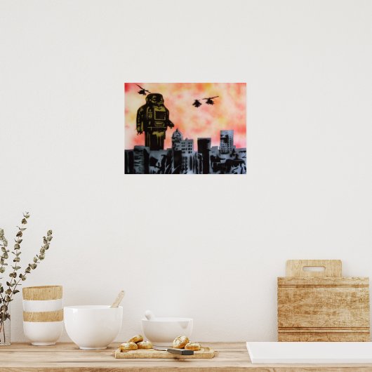 Roboterattacke Poster (Küche)