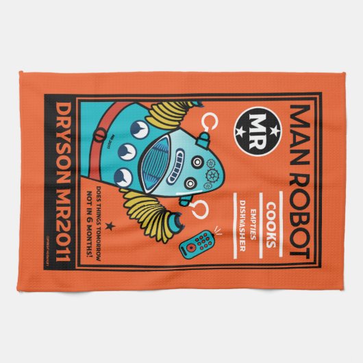 Robotergeschenke für Jubiläum oder Hochzeit Geschirrtuch (Horizontal)