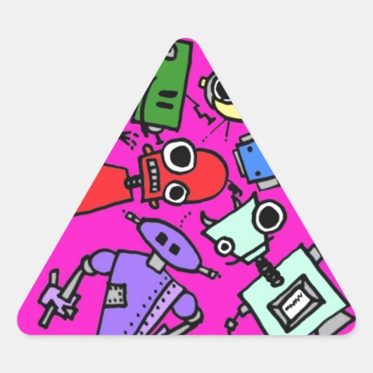 Robotergruppe 5 dreieckiger aufkleber (Vorderseite)