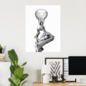 Roboterhand mit einer Glühbirne Poster (Heimbüro)