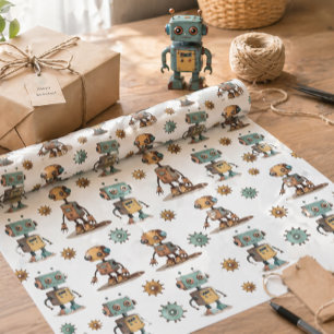 Roboterkinder Geschenkverpackung Retro Spielzeug M Geschenkpapier Set