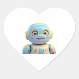 Roboterkleber mit blauorangefarbenem Lächeln Herz-Aufkleber