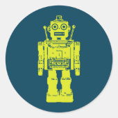 Roboterknopf Runder Aufkleber (Vorderseite)