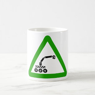 Roboterkreuzungswarnschild Kaffeetasse