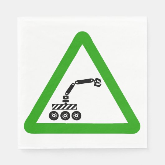 Roboterkreuzungswarnschild Serviette (Vorderseite)