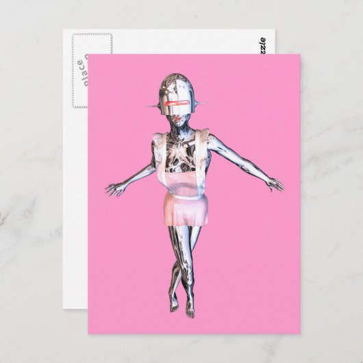 Robotermädchen Postkarte (Vorne/Hinten)