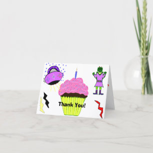 Robotermädchen rosa Cupcake Geburtstag Dankeskarte