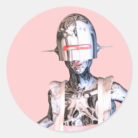 Robotermädchen Runder Aufkleber (Vorderseite)