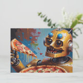 Roboterpizza Einladung (Stehend Vorderseite)