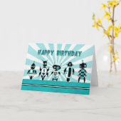 Roboterreihe vor Sunburst Geburtstagskarte Karte (Gelbe Blume)