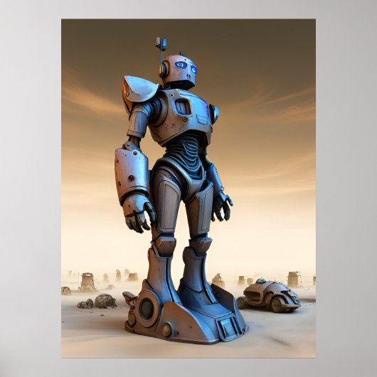 Roboterstatue in der Region Desised Wasteland Poster (Vorne)