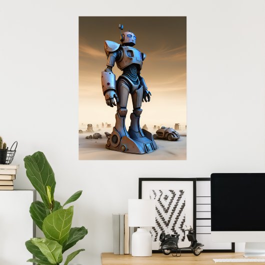 Roboterstatue in der Region Desised Wasteland Poster (Heimbüro)