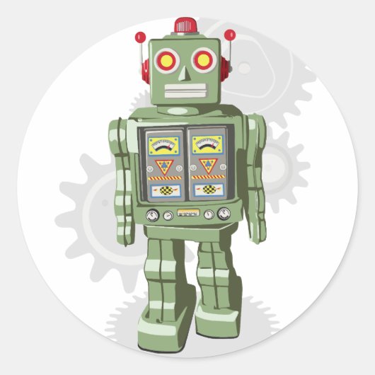 Robotersticker Runder Aufkleber (Vorderseite)