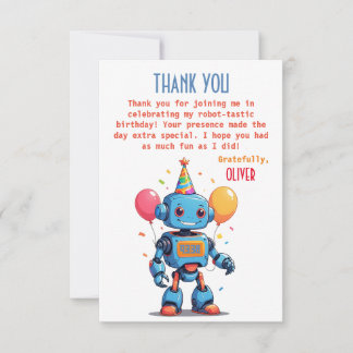 Roboterthema mit Ballons Aquarell Dankeskarte