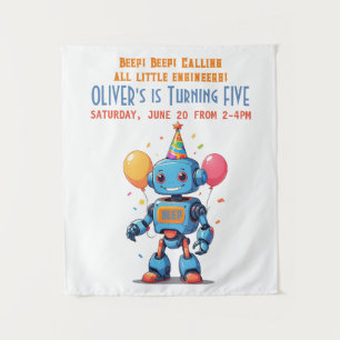 Roboterthema mit Ballons Aquarell Wandteppich