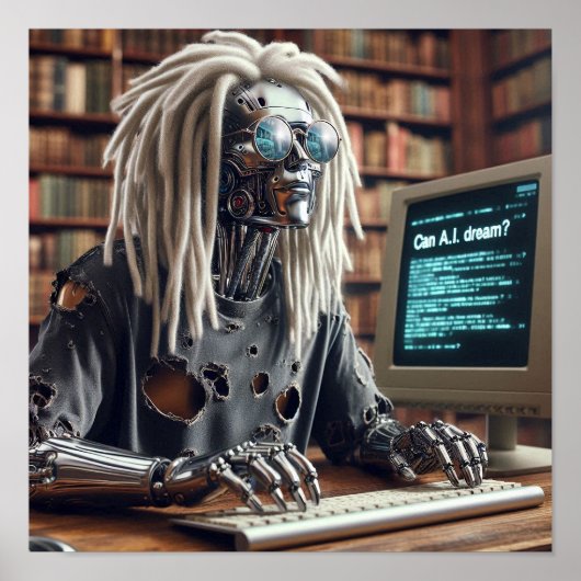 Robotertypen auf Tastatur Poster (Vorne)