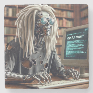 Robotertypen auf Tastatur Steinuntersetzer