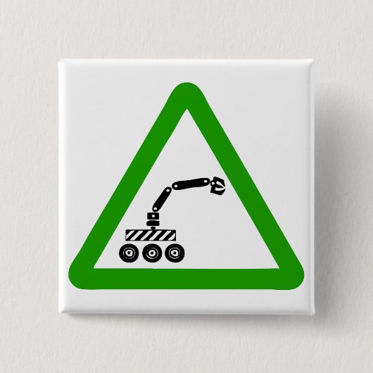 Roboterüberquerungswarnschild Button (Vorderseite)