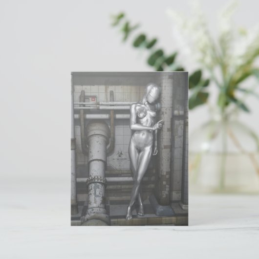 Robotfrau Postkarte (Stehend Vorderseite)