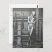 Robotfrau Postkarte (Vorne/Hinten)