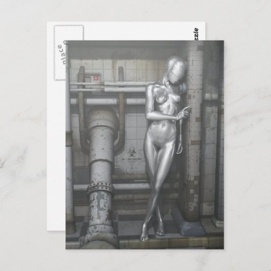 Robotfrau Postkarte (Vorne/Hinten)