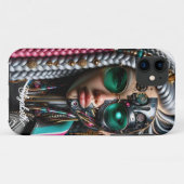 Robotic Streetwear Gangsta Girl mit Dreadlocks Case-Mate iPhone Hülle (Rückseite (Horizontal))