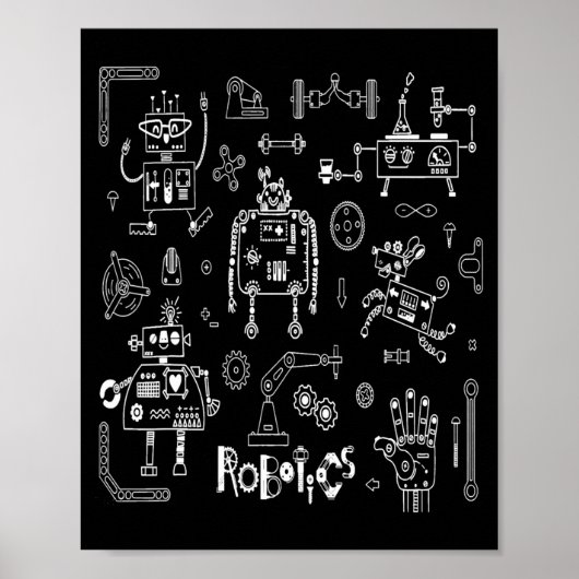 Robotics Engineer Technician Funny Vintage Robot  Poster (Vorne)
