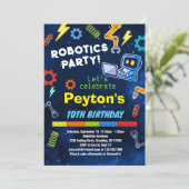 Robotics Geburtstagsparty Einladung für Kinder (Stehend Vorderseite)