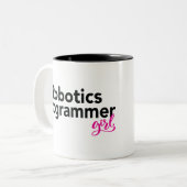 Robotics Programmer Girl Zweifarbige Tasse (Vorderseite Links)