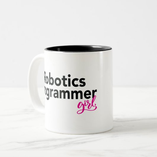 Robotics Programmer Girl Zweifarbige Tasse (Vorderseite Links)