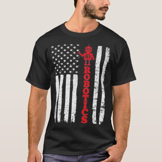 Robotics USA American Flag Roboter T-Shirt (Vorderseite)