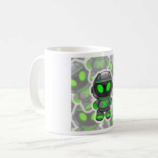 Robotik-Alien Kaffeetasse (Vorderseite Links)