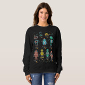 Robotik Engineering Niedlich Retro Farbroboter Col Sweatshirt (Vorne ganz)