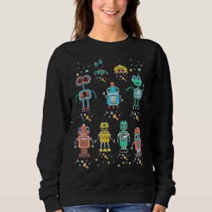 Robotik Engineering Niedlich Retro Farbroboter Col Sweatshirt