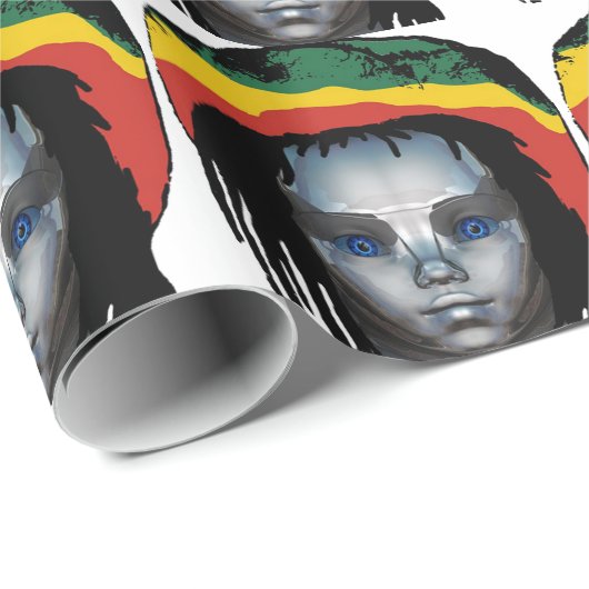 Robotik Rastafarian Geschenkpapier (Rolleneckpunkt)