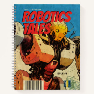 Robotik Tales Vintage Sci-Fi Comic Art Notizblock