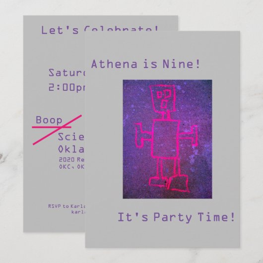 Robotik-Wissenschafts-Party-Einladung Einladung (Vorne/Hinten)