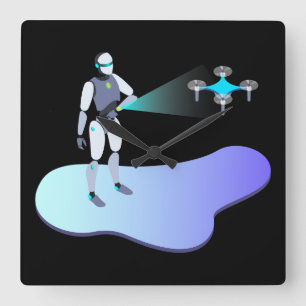 robotisch quadratische wanduhr