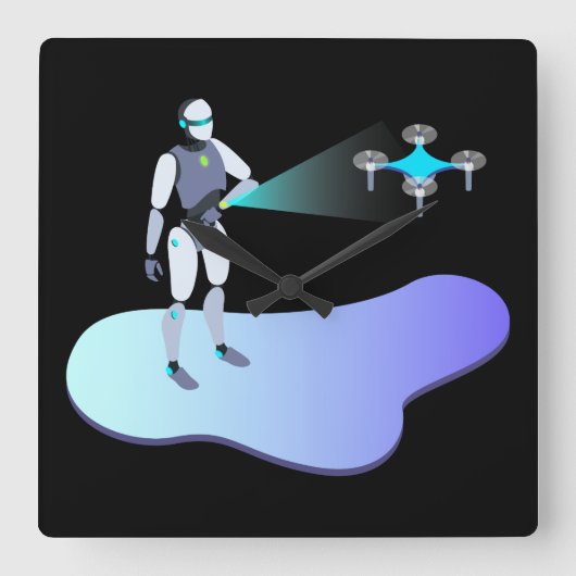robotisch quadratische wanduhr (Vorderseite)