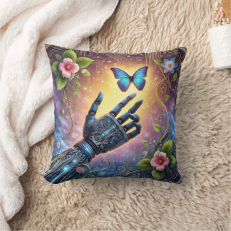 Robotische Hand & Schmetterling AI Naturharmonie  Kissen