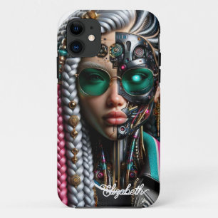 Robotisches Streetwear-Gangsta-Mädchen mit Dreadlo Case-Mate iPhone Hülle